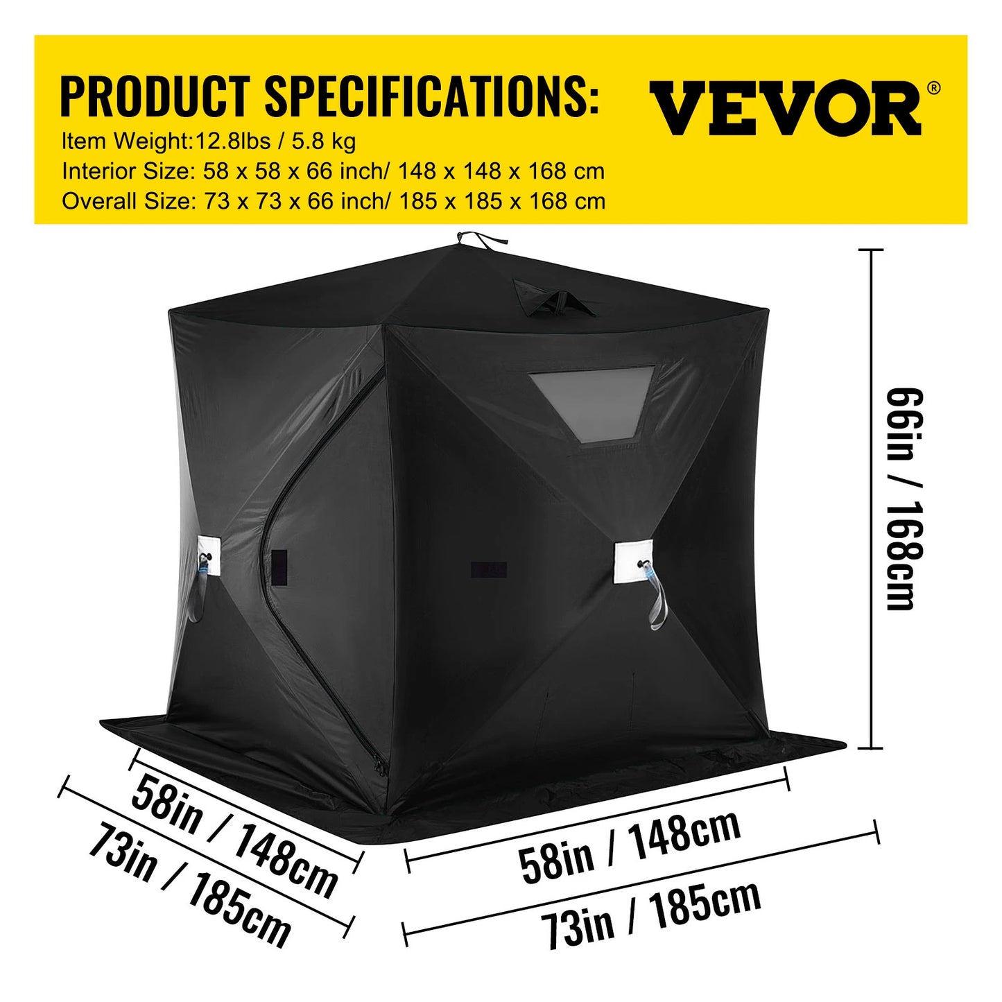 VEVOR Ice Fishing Tent Warm Winter Large Space Thick Camping Outdoor Windproof Waterproof Snow Ultralarge Fishing Camping Tent VEVOR BESTEQUIP Store