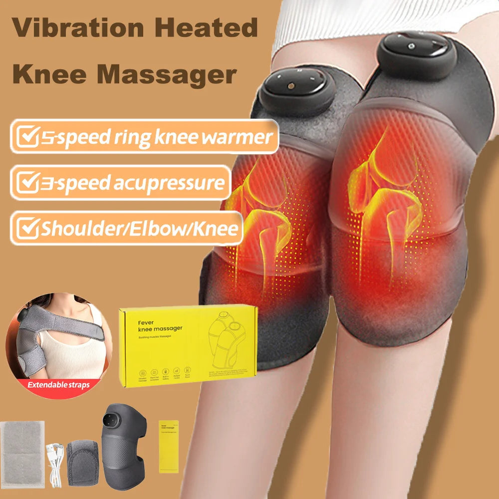 Vibration Heated Knee Massager Shoulder Brace 3-In-1 Heated Knee Elbow Shoulder Brace Wrap 3 Adjustable Vibrations Heating Modes ShopOnlyDeal