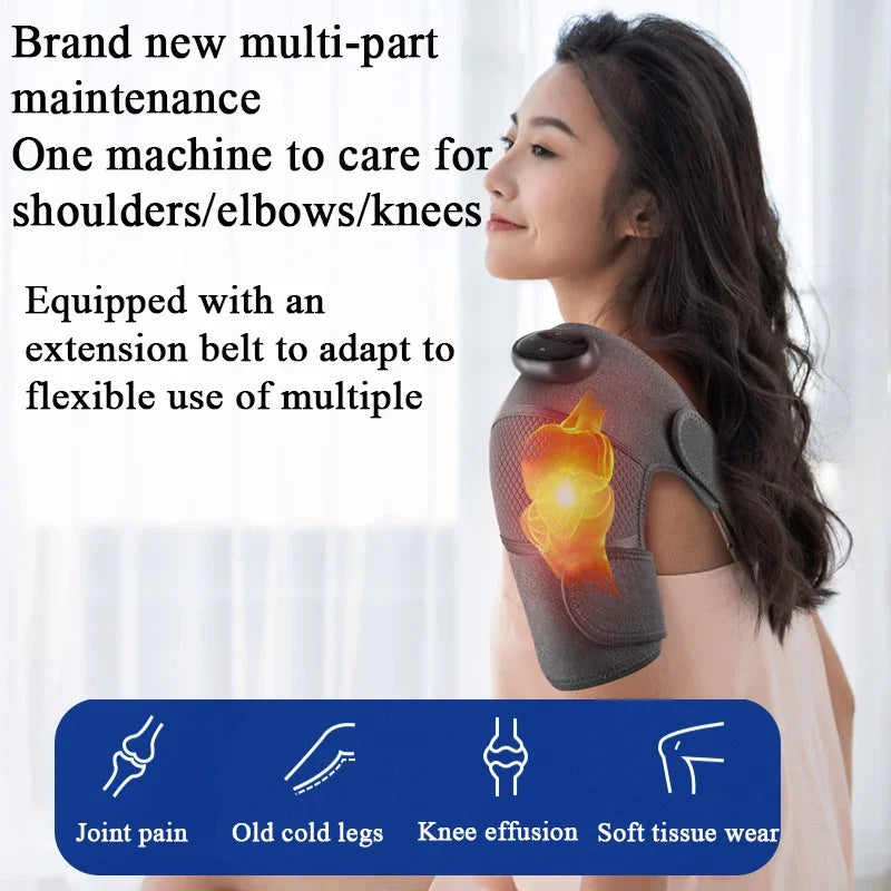 Vibration Heated Knee Massager Shoulder Brace 3-In-1 Heated Knee Elbow Shoulder Brace Wrap 3 Adjustable Vibrations Heating Modes ShopOnlyDeal