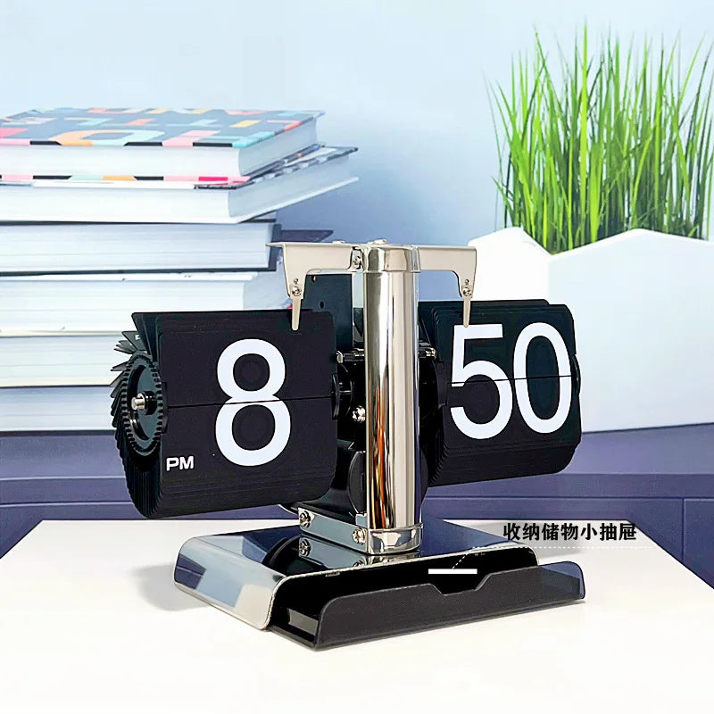 Vintage Flip Page Clock Automatic Page Turning Quartz Time Clocks Decor for Home Bedroom Office Desktop Decoration Drop Shipping JiuMo-4 Home Life Store