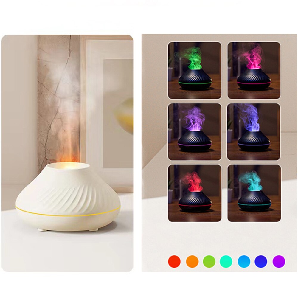 Volcanic Flame Aroma Diffuser Essential Oil Lamp Use Electric Air Humidifier Cool Mist Maker With LED Night Light  For Home Uptrends