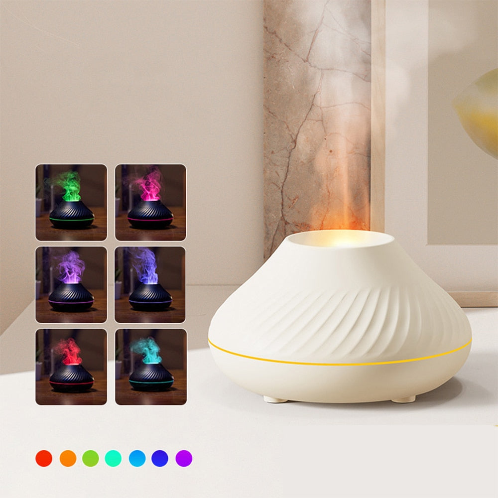 Volcanic Flame Aroma Diffuser Essential Oil Lamp Use Electric Air Humidifier Cool Mist Maker With LED Night Light  For Home Uptrends