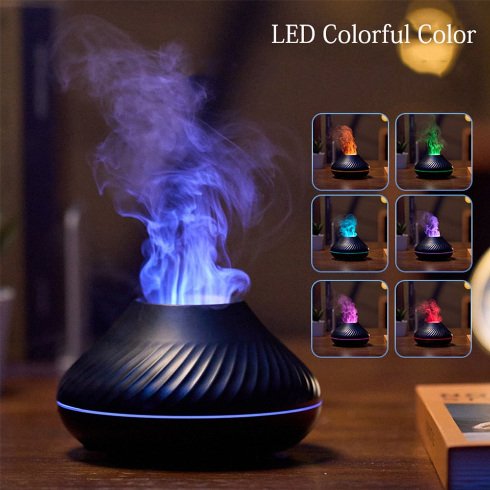 Volcanic Flame Aroma Diffuser Essential Oil Lamp Use Electric Air Humidifier Cool Mist Maker With LED Night Light  For Home Uptrends