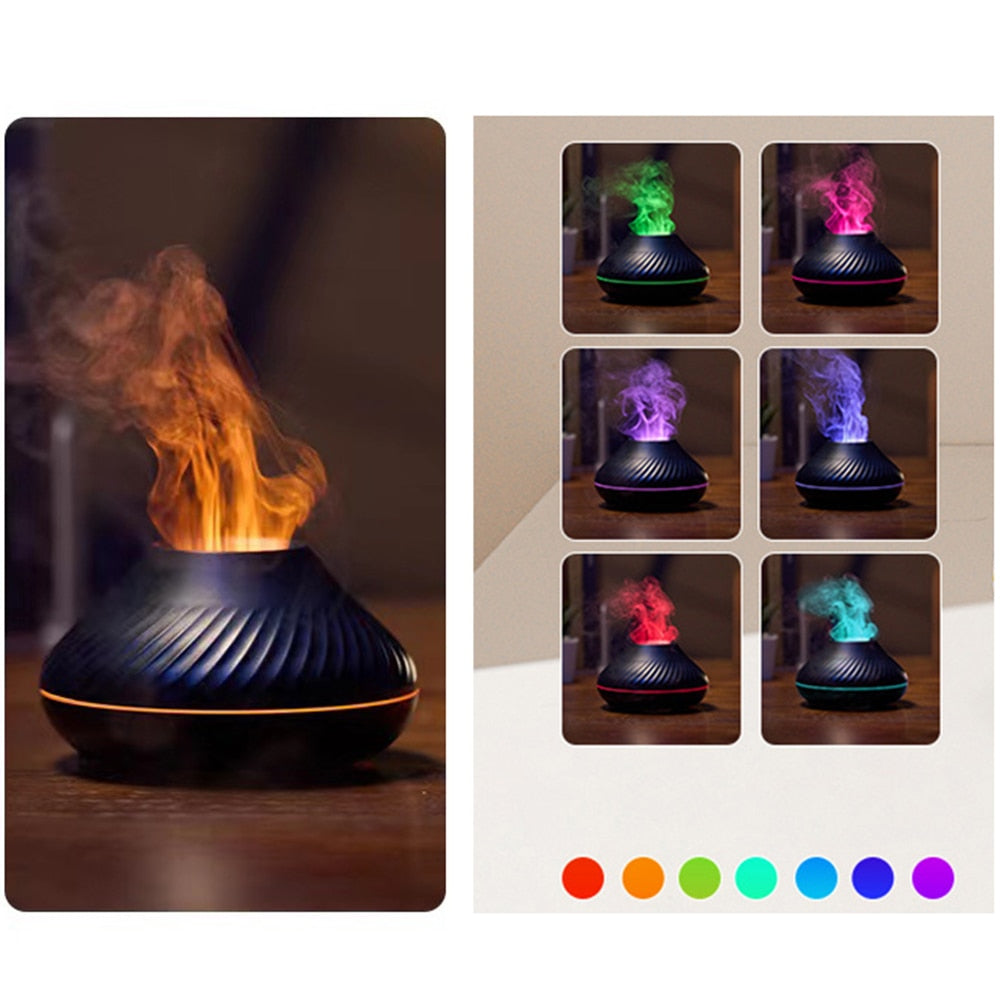 Volcanic Flame Aroma Diffuser Essential Oil Lamp Use Electric Air Humidifier Cool Mist Maker With LED Night Light  For Home Uptrends