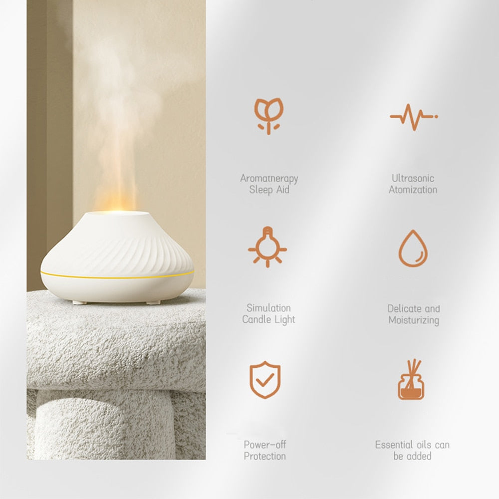 Volcanic Flame Aroma Diffuser Essential Oil Lamp Use Electric Air Humidifier Cool Mist Maker With LED Night Light  For Home Uptrends