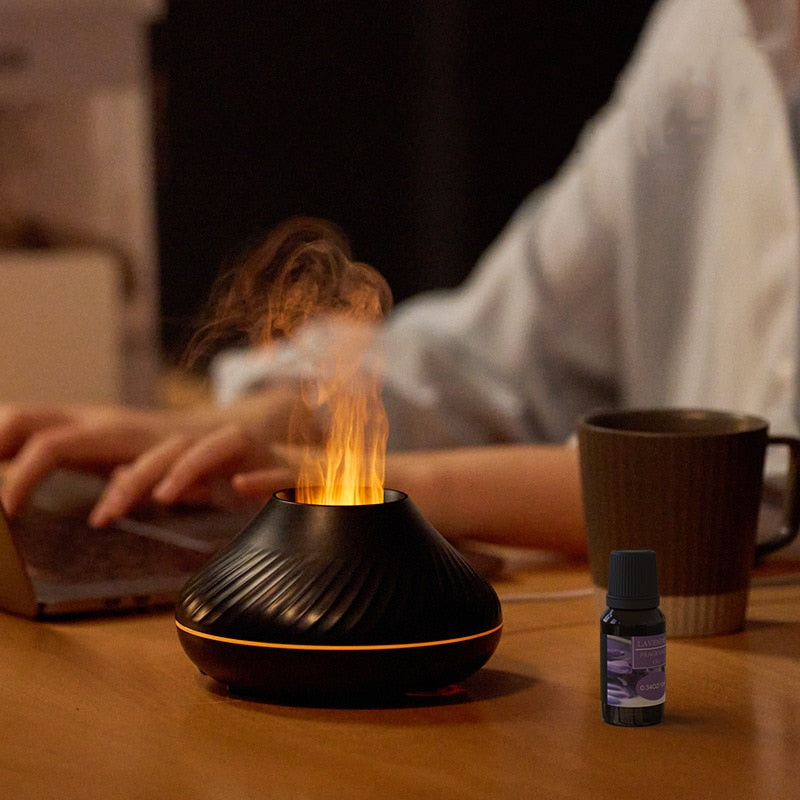 Volcanic Flame Aroma Diffuser Essential Oil Lamp Use Electric Air Humidifier Cool Mist Maker With LED Night Light  For Home Uptrends