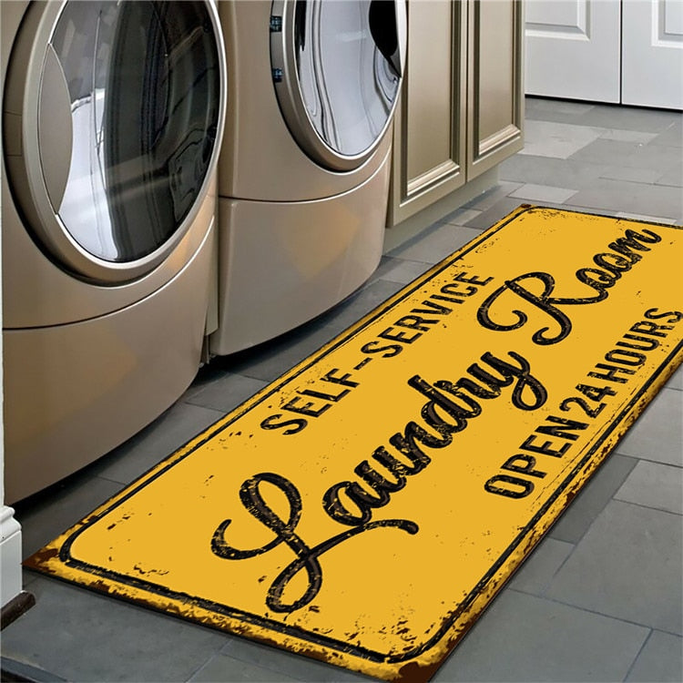 LAUNDRY ROOM Rug Pattern Kitchen Rug Anti-slip Balcony Mats Non-Slip Carpets for Living Room Door Mat Entrance Home Decor ShopOnlyDeal