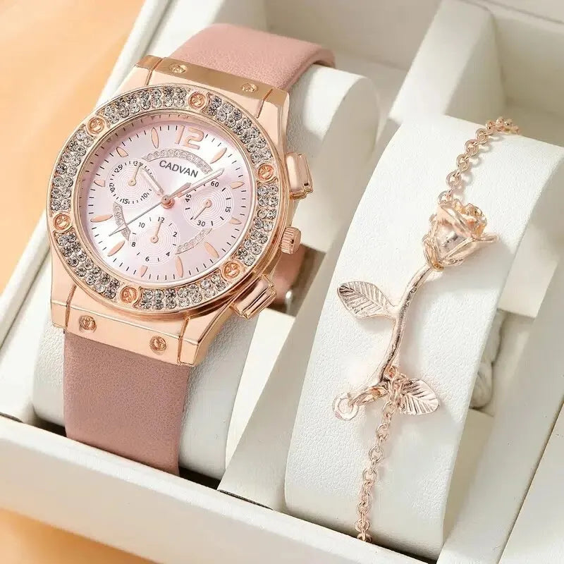 Watches Set Luxury Rhinestone Women Fashion Elegant Wristwatch Quartz Watch For Girl Ladies Clock Relogio Feminino ShopOnlyDeal