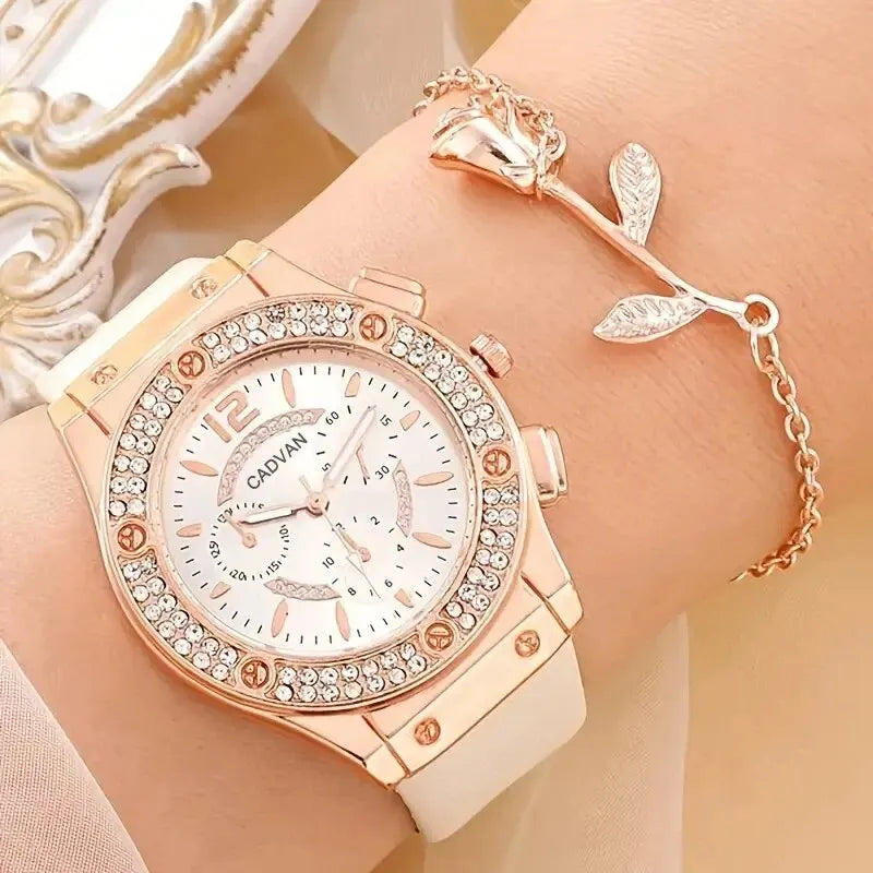 Luxury Rhinestone Women's Watches Set - Elevate Your Elegant Style - Watches Set Luxury Rhinestone Women Fashion Elegant Wristwatch Quartz Watch For Girl Ladies Clock Relogio Feminino ShopOnlyDeal