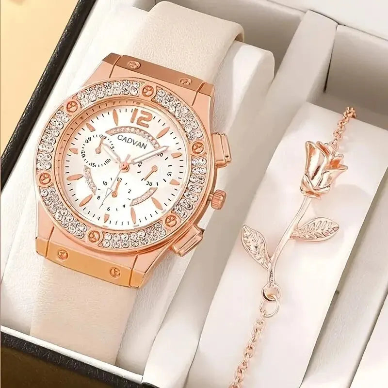 Luxury Rhinestone Women's Watches Set - Elevate Your Elegant Style - Watches Set Luxury Rhinestone Women Fashion Elegant Wristwatch Quartz Watch For Girl Ladies Clock Relogio Feminino ShopOnlyDeal