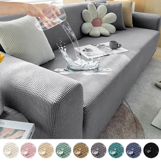 Waterproof Jacquard Sofa Covers 1/2/3/4 Seats Solid Couch Cover L Shaped Sofa Cover Protector Bench Covers ShopOnlyDeal