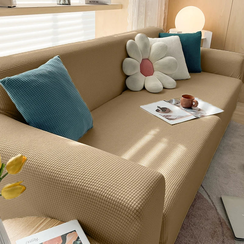 Waterproof Jacquard Sofa Covers 1/2/3/4 Seats Solid Couch Cover L Shaped Sofa Cover Protector Bench Covers ShopOnlyDeal