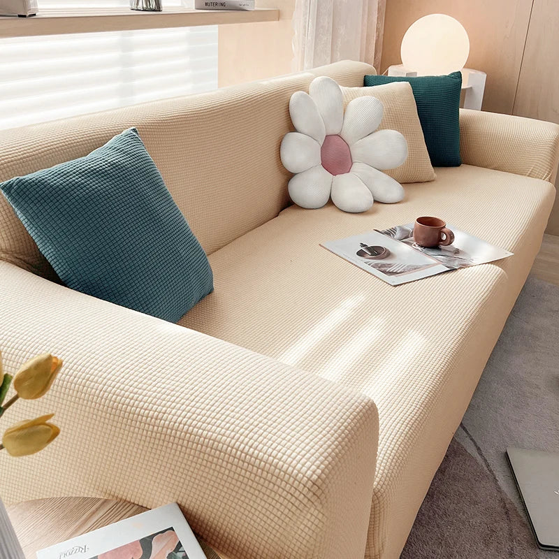 Waterproof Jacquard Sofa Covers 1/2/3/4 Seats Solid Couch Cover L Shaped Sofa Cover Protector Bench Covers ShopOnlyDeal