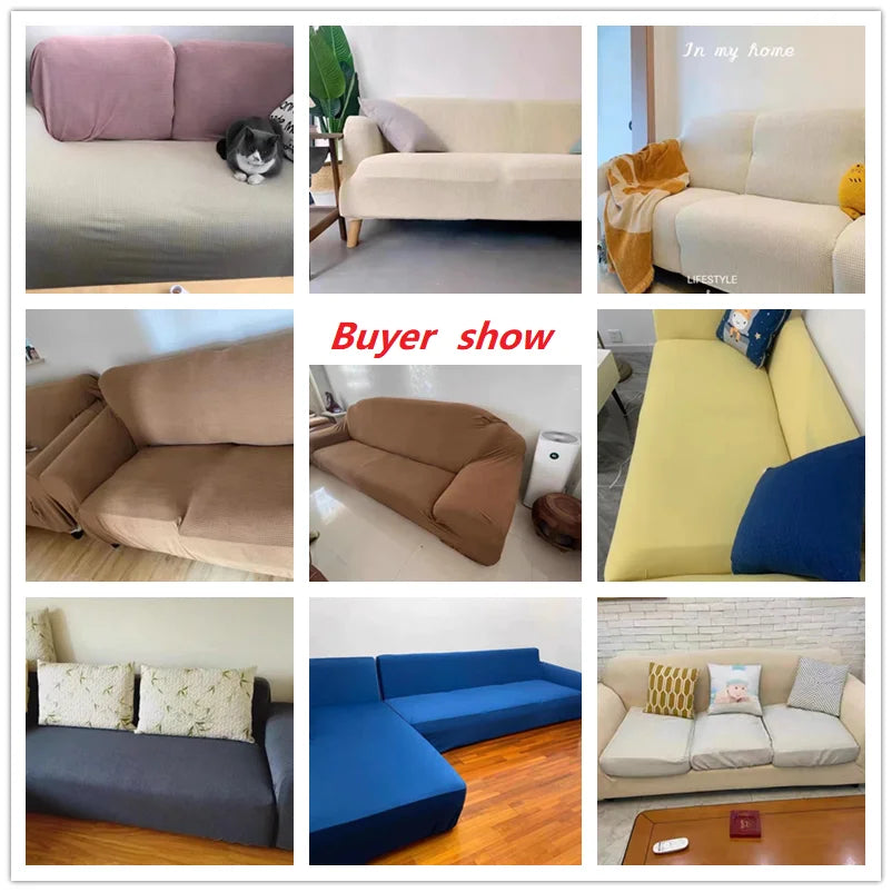 Waterproof Jacquard Sofa Covers 1/2/3/4 Seats Solid Couch Cover L Shaped Sofa Cover Protector Bench Covers ShopOnlyDeal