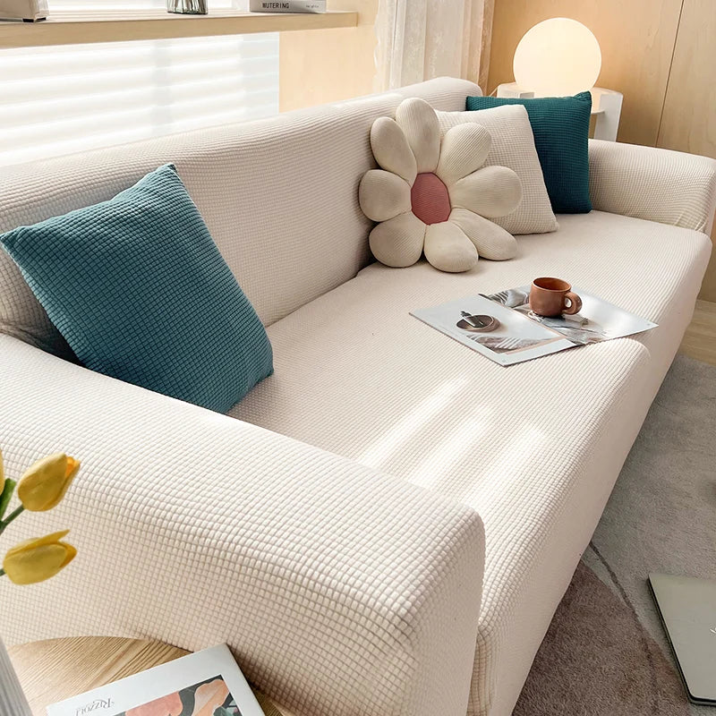 Waterproof Jacquard Sofa Covers 1/2/3/4 Seats Solid Couch Cover L Shaped Sofa Cover Protector Bench Covers ShopOnlyDeal