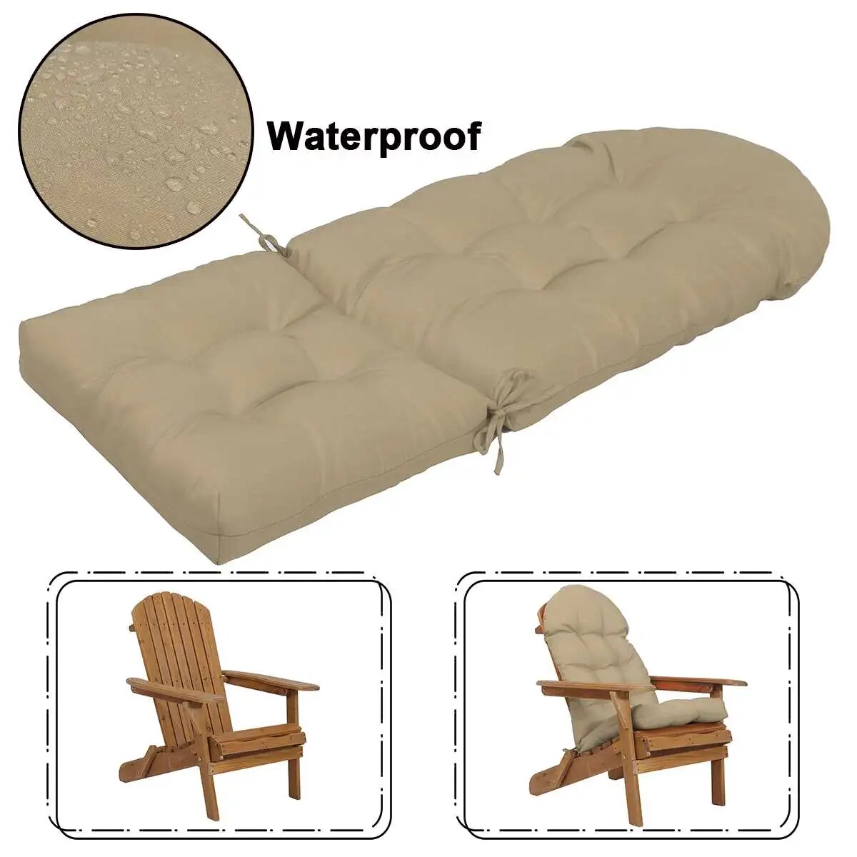 Waterproof Seat Back Cushion Pad With Ties Rocking Chair Cushions Pillow Soft Home Garden Patio Outdoor Cushions Pads Mat ShopOnlyDeal