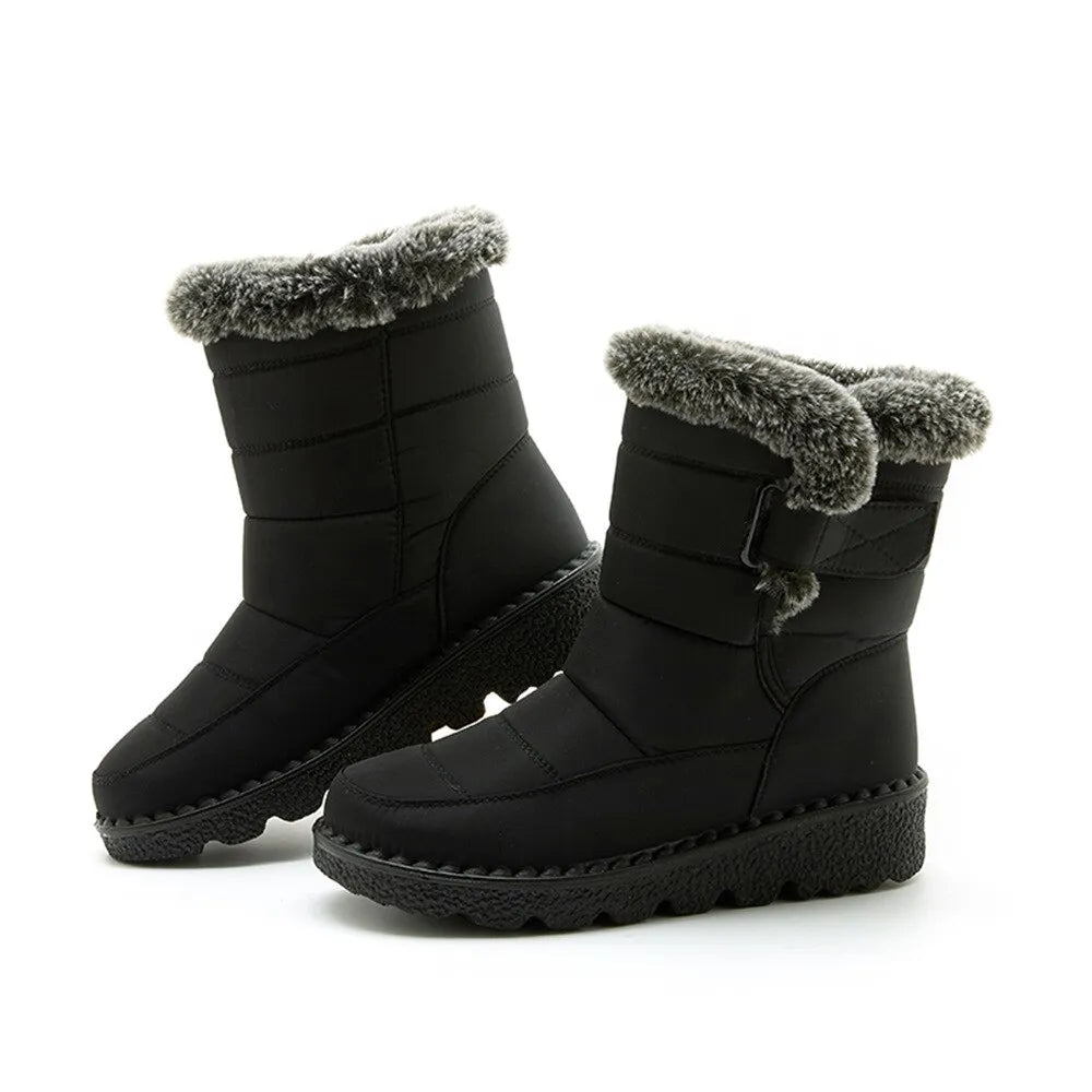 Snow Boots Waterproof Winter for 2023 New Faux Fur Long Platform Snow Warm Cotton Couples Shoes Plush Woman Ankle Boots ShopOnlyDeal