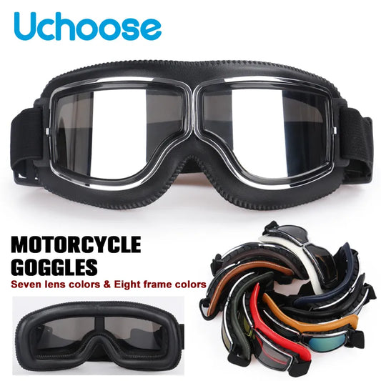 Windproof Motorcycle Helmet Glasses Leather Safety Protective Anti-glare Goggles Motocross Cross-country Steampunk Glasses ShopOnlyDeal