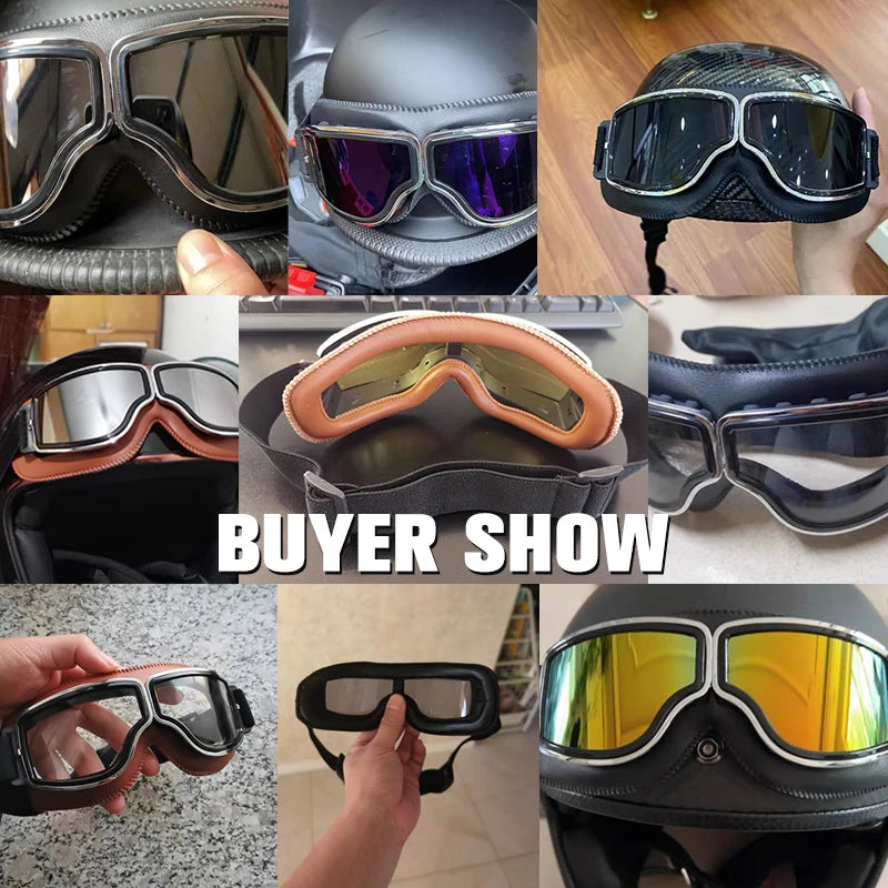 Windproof Motorcycle Helmet Glasses Leather Safety Protective Anti-glare Goggles Motocross Cross-country Steampunk Glasses ShopOnlyDeal