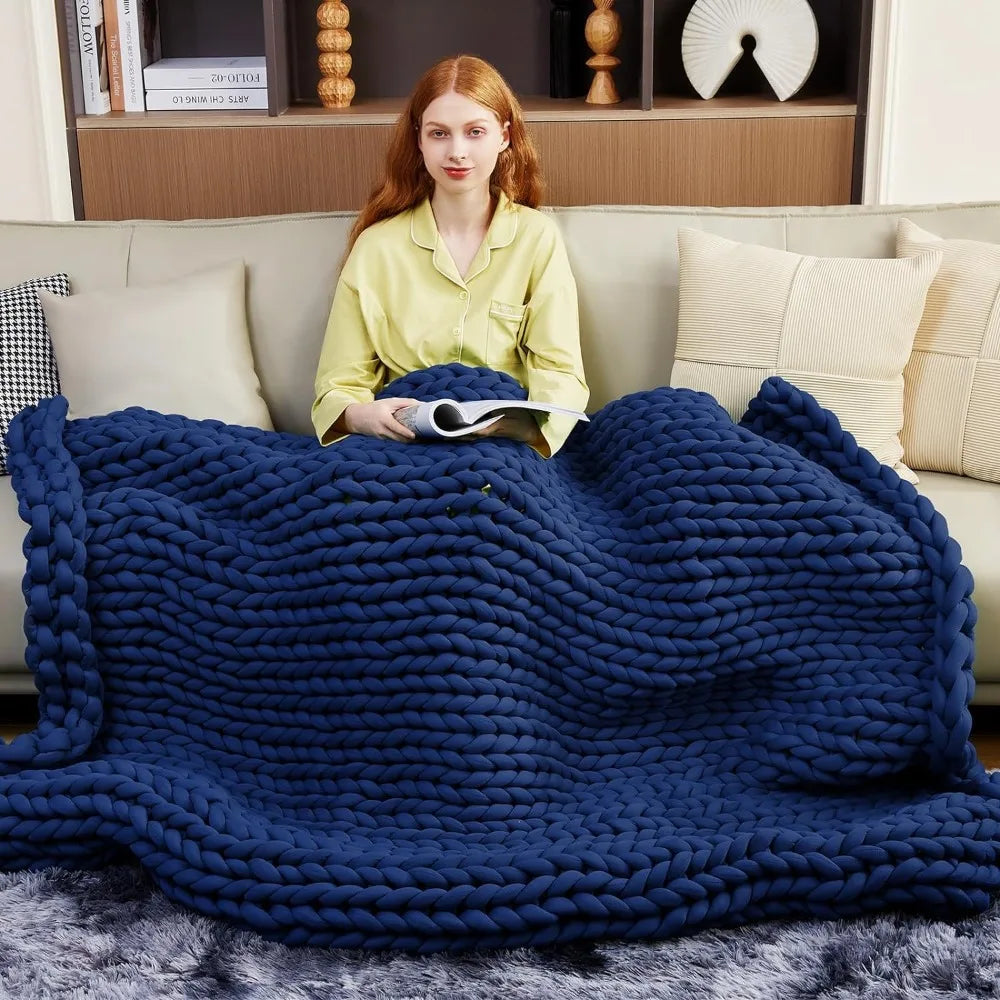 Winter Blanket 15lbs Chunky Knit Gravity Blanket 48 * 72 Sofa Blankets & Throws Machine Washable Blankets for Bed Durable Warm ShopOnlyDeal