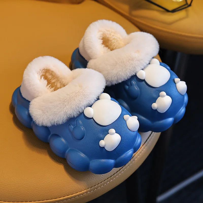 Winter Boys Girls Cozy Home Warm Plush Shoes Cotton Slippers Kids Cute Bunny Indoor Non-slip Shoes Removable Slipper Baby JOYHOPY KIDSWALKER Store