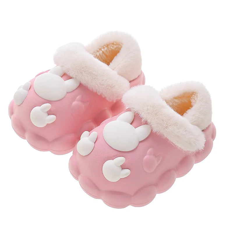 Winter Boys Girls Cozy Home Warm Plush Shoes Cotton Slippers Kids Cute Bunny Indoor Non-slip Shoes Removable Slipper Baby JOYHOPY KIDSWALKER Store