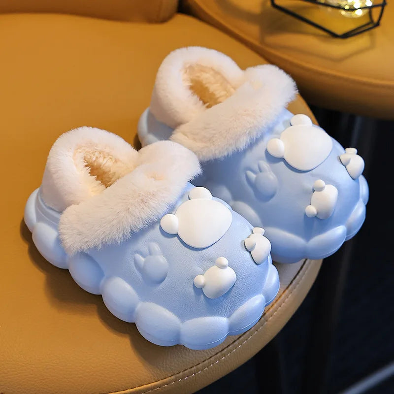 Winter Boys Girls Cozy Home Warm Plush Shoes Cotton Slippers Kids Cute Bunny Indoor Non-slip Shoes Removable Slipper Baby JOYHOPY KIDSWALKER Store