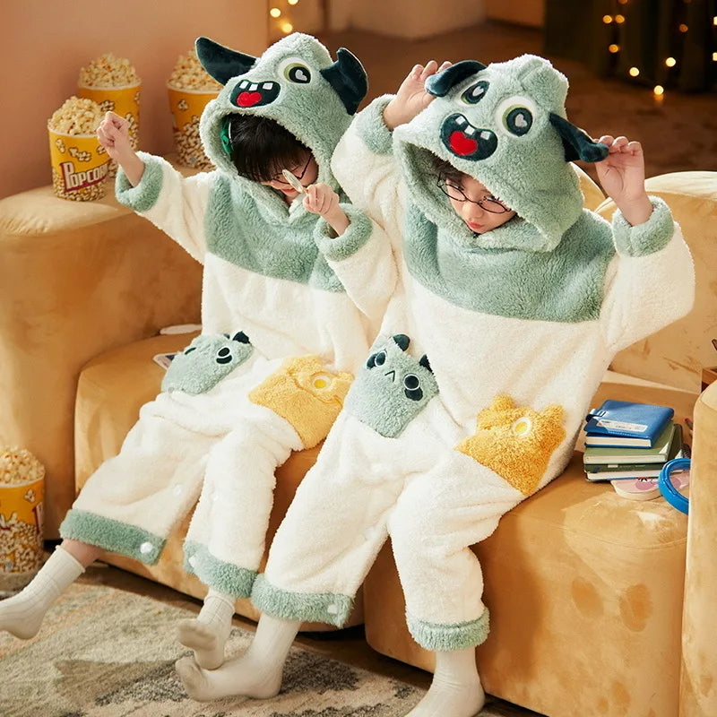 Kawaii Winter Cute Cartoon Kids Blanket Sleepers Unisex Sleeping Bag Hooded Bodysuit Children Jumpsuit Soft Costume Animal Pattern ShopOnlyDeal