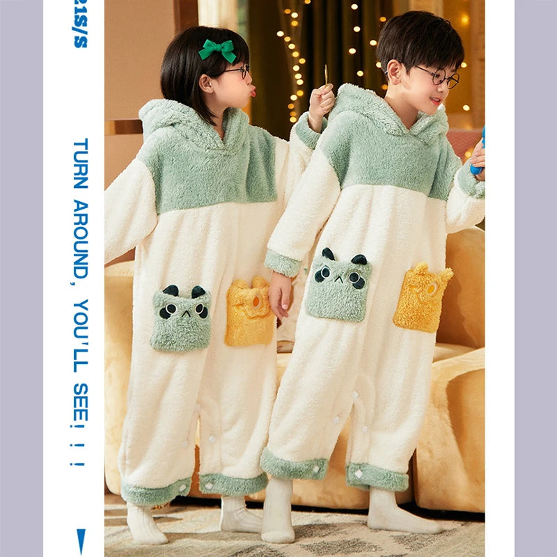Kawaii Winter Cute Cartoon Kids Blanket Sleepers Unisex Sleeping Bag Hooded Bodysuit Children Jumpsuit Soft Costume Animal Pattern ShopOnlyDeal