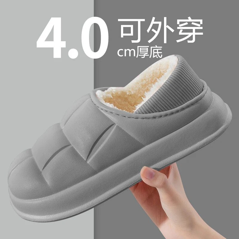 Winter Warm Slipper Men Cotton Shoes Waterproof Couple Snow Shoes Outdoor Casual Warm Shoes Light Women Home Slipper Non-slip Bedroom Shoes ShopOnlyDeal