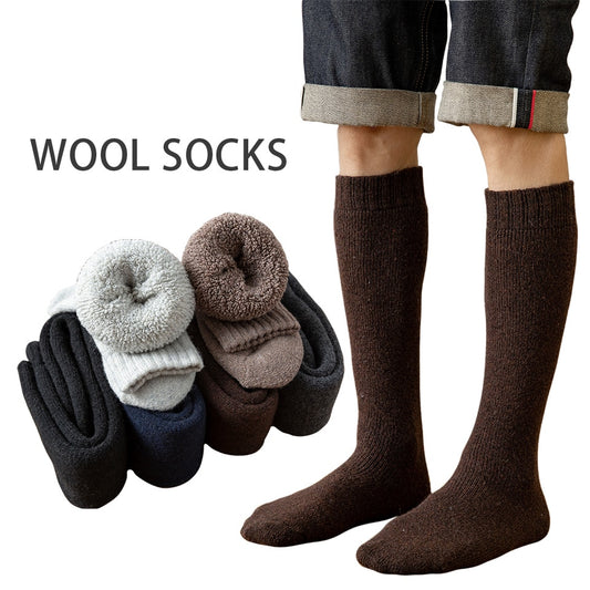 Warm Winter Men's Knee Wool Long Socks Thick Warm Harajuku Retro Compression High Male Sock 3 Pair Pack ShopOnlyDeal