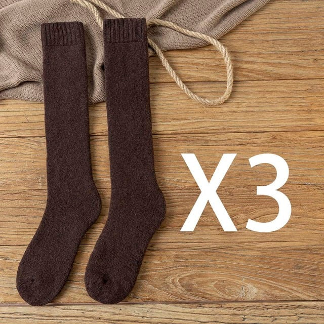 Warm Winter Men's Knee Wool Long Socks Thick Warm Harajuku Retro Compression High Male Sock 3 Pair Pack ShopOnlyDeal