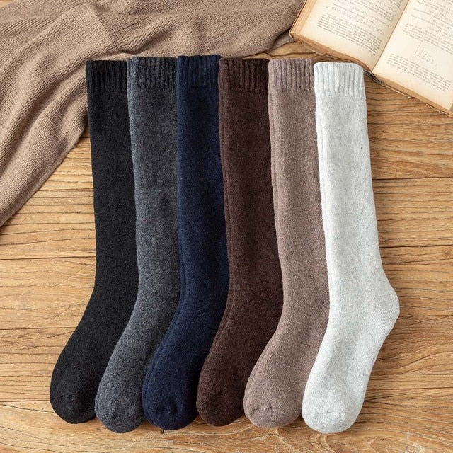 Warm Winter Men's Knee Wool Long Socks Thick Warm Harajuku Retro Compression High Male Sock 3 Pair Pack ShopOnlyDeal