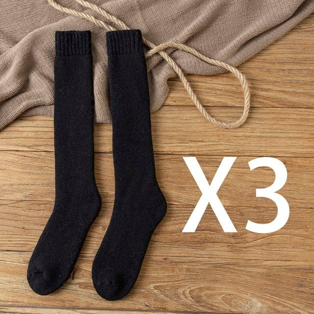 Warm Winter Men's Knee Wool Long Socks Thick Warm Harajuku Retro Compression High Male Sock 3 Pair Pack ShopOnlyDeal