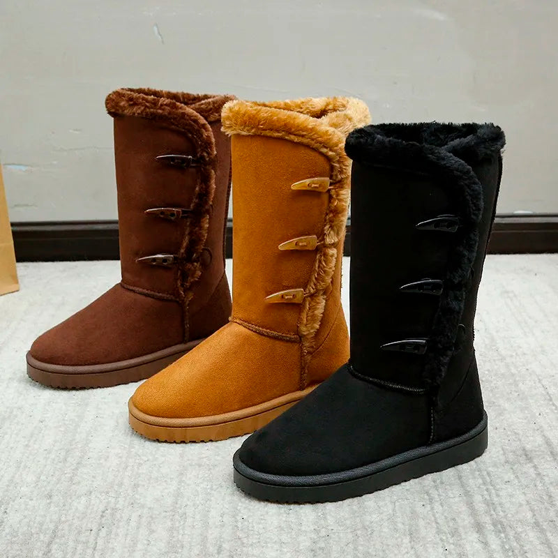 Winter New Keep Warm Women's Suede Snow Boots Fashion Short Plush Platform Mid Calf Boots Women Outdoor Casual Cotton Shoes UKMR Official Store