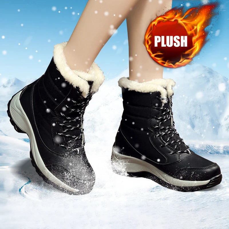 Winter Shoes Waterproof Boots Women Snow Boots Plush Warm Ankle Boots for Women Female Winter Plush Platform Thigh High Boots ShopOnlyDeal