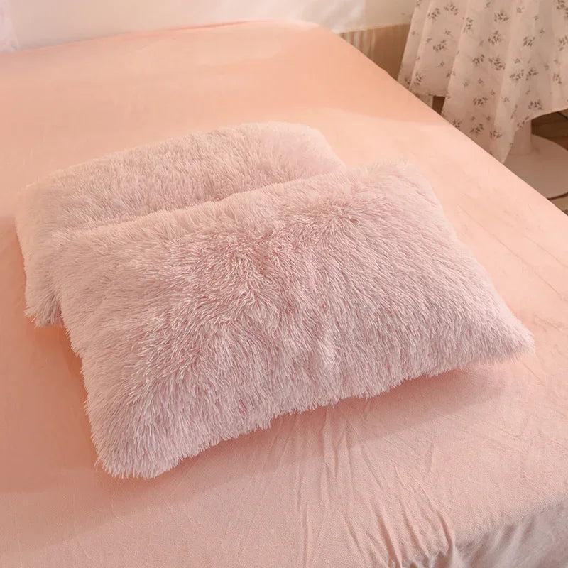 Winter Warm Blue Bedding Set Soft Plush Kawaii Mink Velvet Queen Duvet Cover Set Sheets Pillowcase Single Double Bedding Sets Daily Best Lucky Store