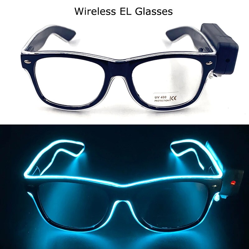 Wireless LED Glasses Neon Glow Sunglasses Bright Light Glow Party Supplies Flashing Glasses EL Wire Glowing Luminous Eyewear ShopOnlyDeal