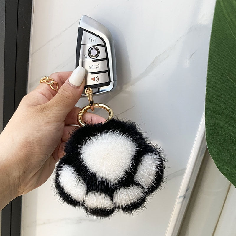 Cute Bear Paw Keychain Women New Cat Claw Faux Fur Key Chain Charm Fashion Plush Bear paw Car Keychain Bag Pendant Party Gift Jewelry ShopOnlyDeal