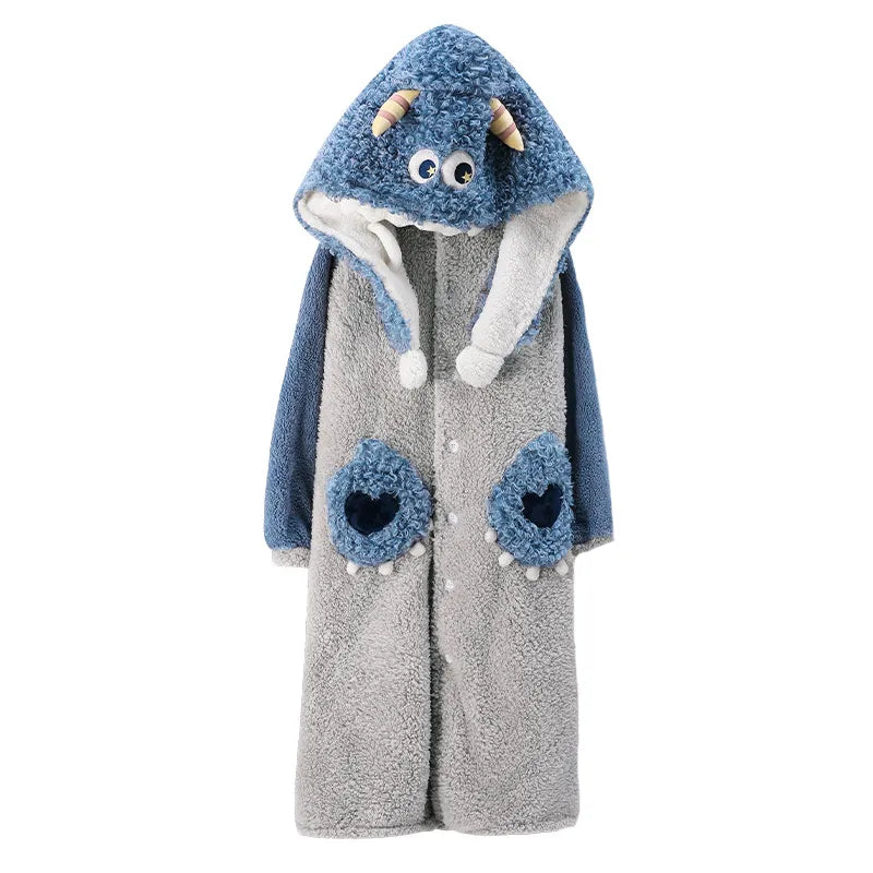 Women Nightgowns Winter Flannel Pajamas Sweet Hooded Sleepshirts Female Warm Cute Casual Loose Tiger Dinosaur Cosplay Homewear ShopOnlyDeal