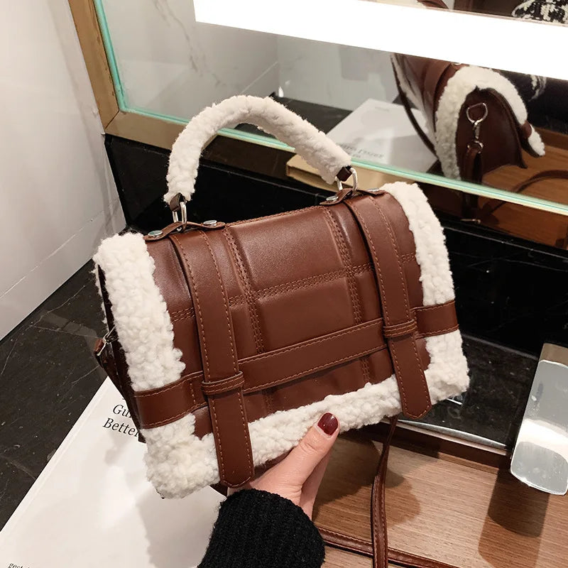 Luxury Fluffy Handbag Women Winter New Fashion Black Shoulder Bag Luxury Designer Lady Handbag Female Party Crossbody Messenger White  Faux Fur Retro ShopOnlyDeal