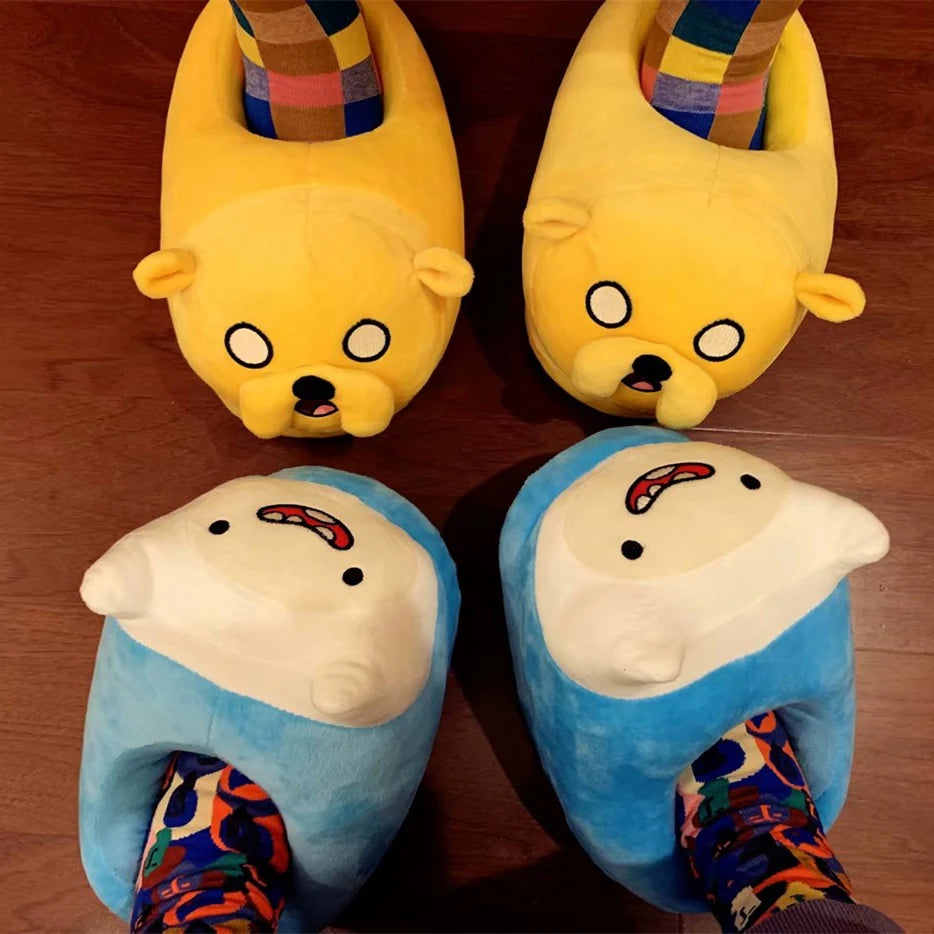 Women indoor Slippers happy Time Slippers Lovers Jake BMO Warm Woman Slippers Finn Plush Shoes Home House Slippers Children OLOMM M Store