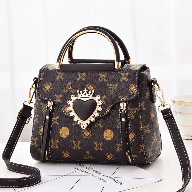 Women's Leather Fashion Senior Printed Large Capacity Shoulder Crossbody Handbag ShopOnlyDeal