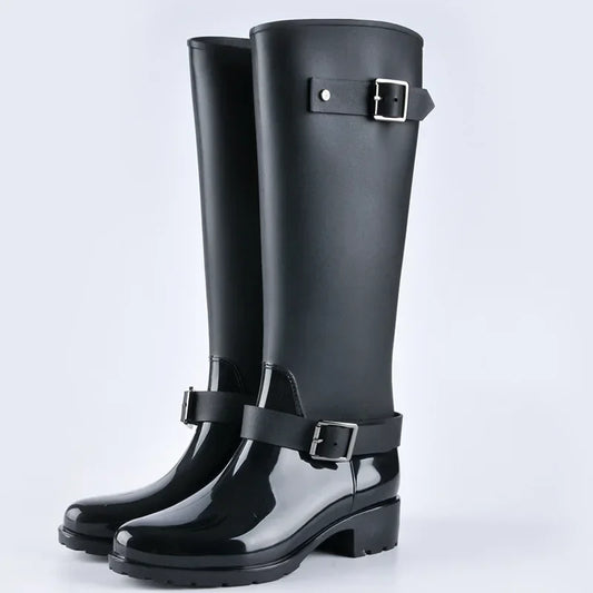 Women's Rain Boots Waterproof Rain Boots Fashion Non-slip Long Tube Water Shoes Korean Version Mid-tube Adult Water Boots Women ShopOnlyDeal