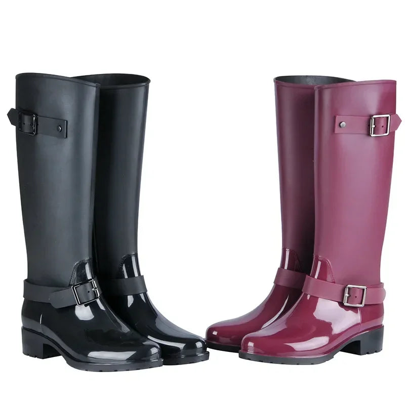 Women's Rain Boots Waterproof Rain Boots Fashion Non-slip Long Tube Water Shoes Korean Version Mid-tube Adult Water Boots Women ShopOnlyDeal