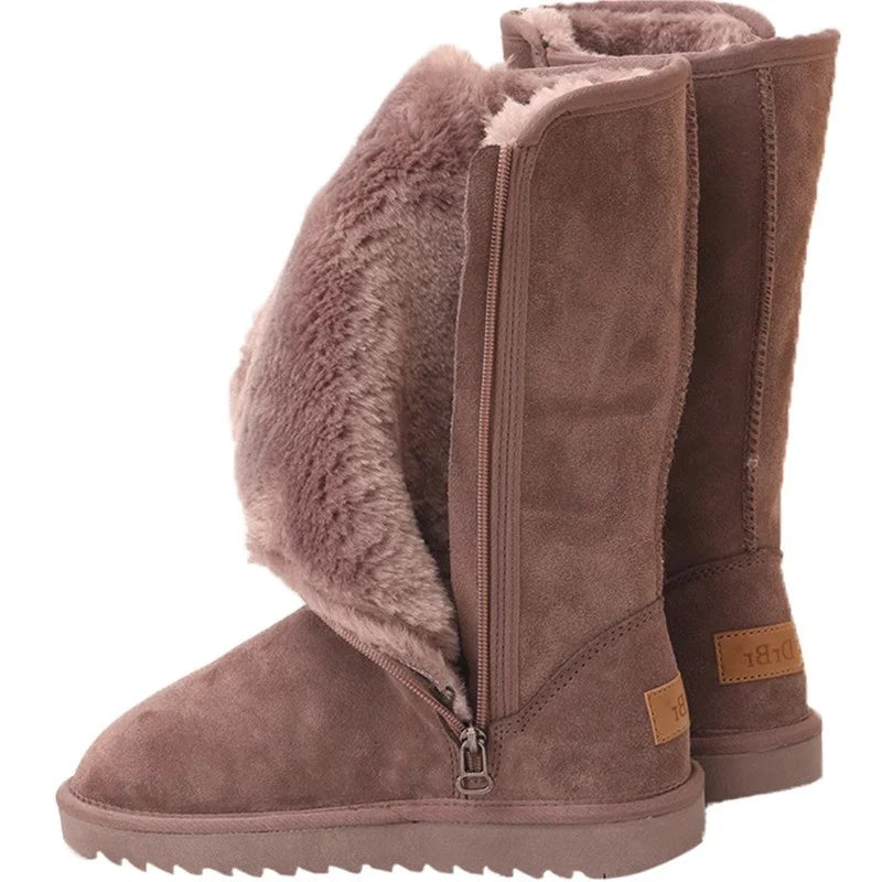 Snow Boots Suede Leather Warm Winter New Causal Plush Fluffy Non-slip Zipper Boots Plus Size 35-42 Platform Ladies Shoes ShopOnlyDeal
