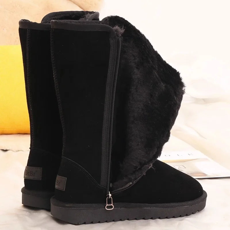 Snow Boots Suede Leather Warm Winter New Causal Plush Fluffy Non-slip Zipper Boots Plus Size 35-42 Platform Ladies Shoes ShopOnlyDeal