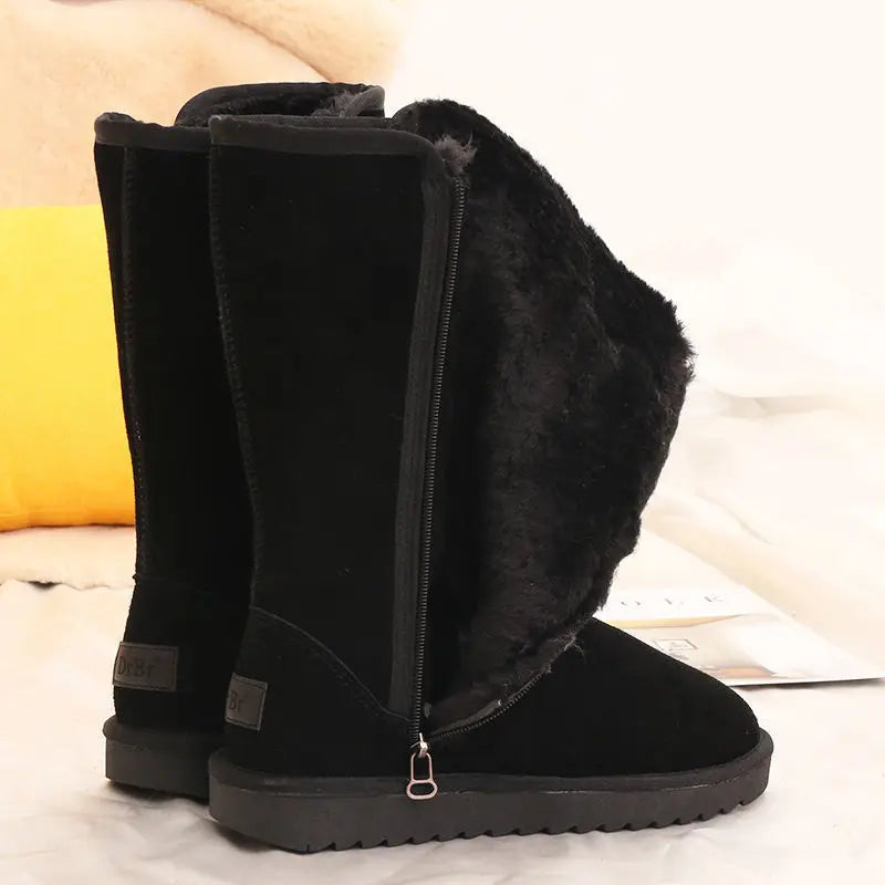 Women's Suede Leather Warm Snow Boots Winter New Causal Plush Fluffy Anti-cold Zip Booties Plus Size Woman Daily Platform Shoes ShopOnlyDeal
