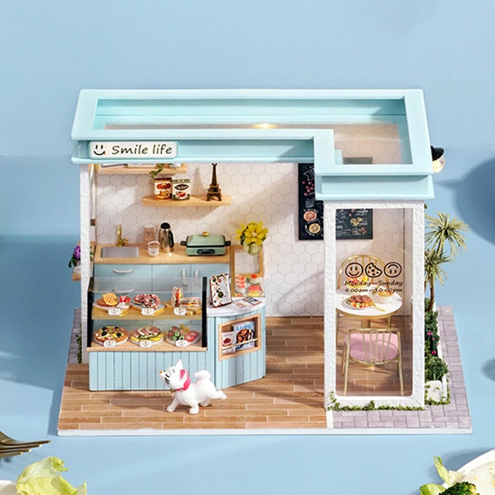 Miniature Dool House Wooden Assembled 3D DIY Doll House Furniture Manual Assembling Toys Miniature Kit for Girls Birthday Gifts Children Toy Supplies ShopOnlyDeal