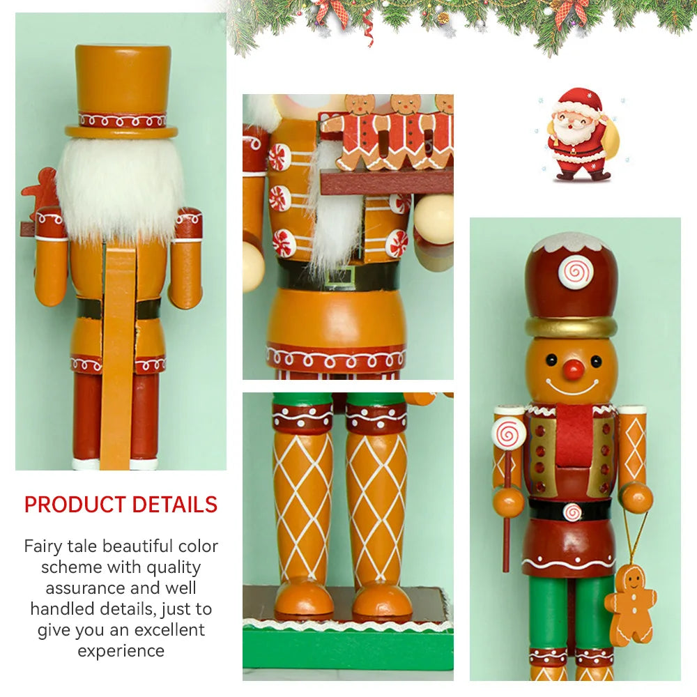 Christmas Wooden Soldier Nutcracker Walnut Soldier Xmas Gift Gingerbread Ornaments Party Ornament Man Puppet Figures Soldier Handcraft Dolls ShopOnlyDeal